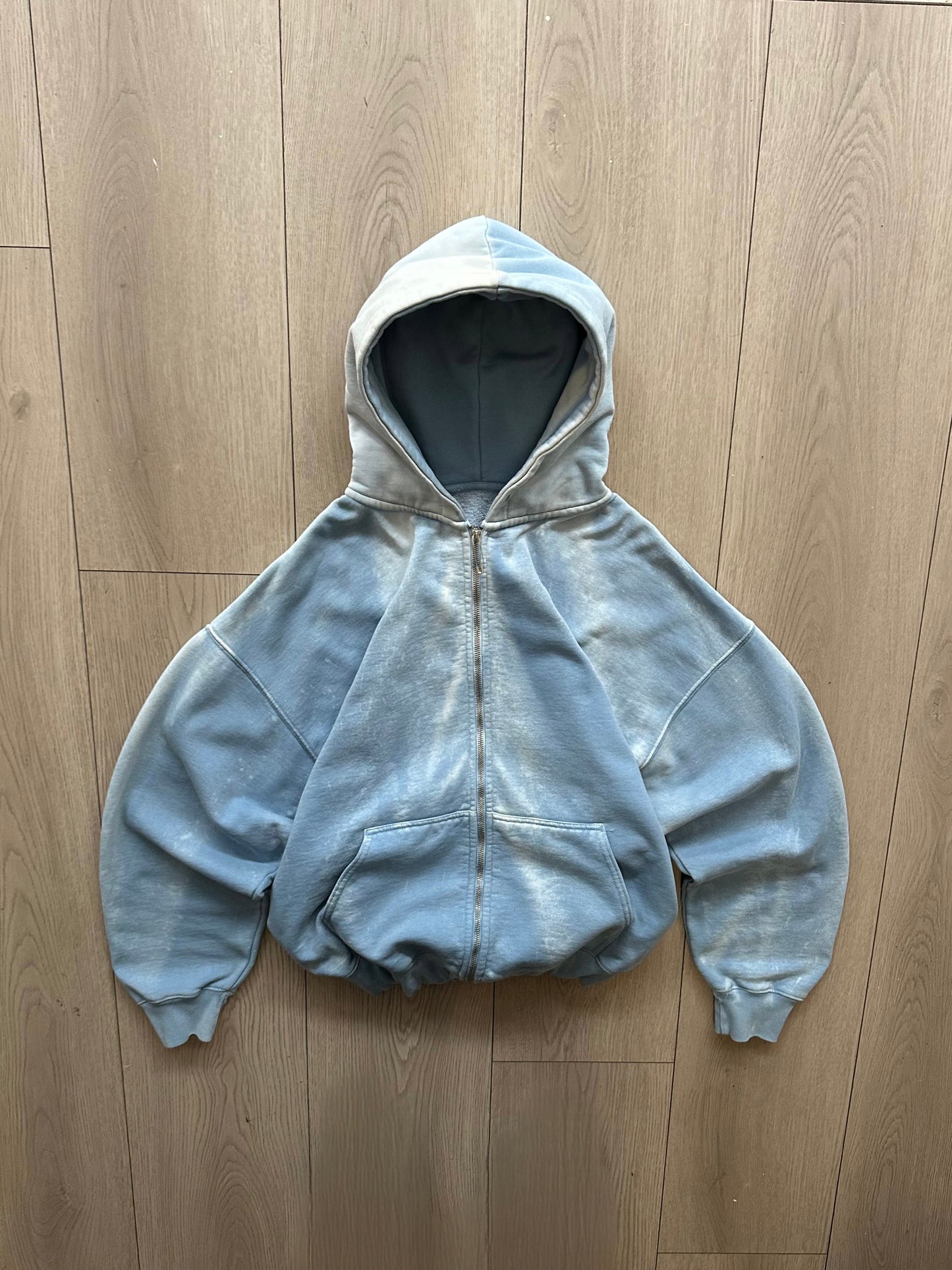 Custom Sunfaded Aqua Blue Hoodie