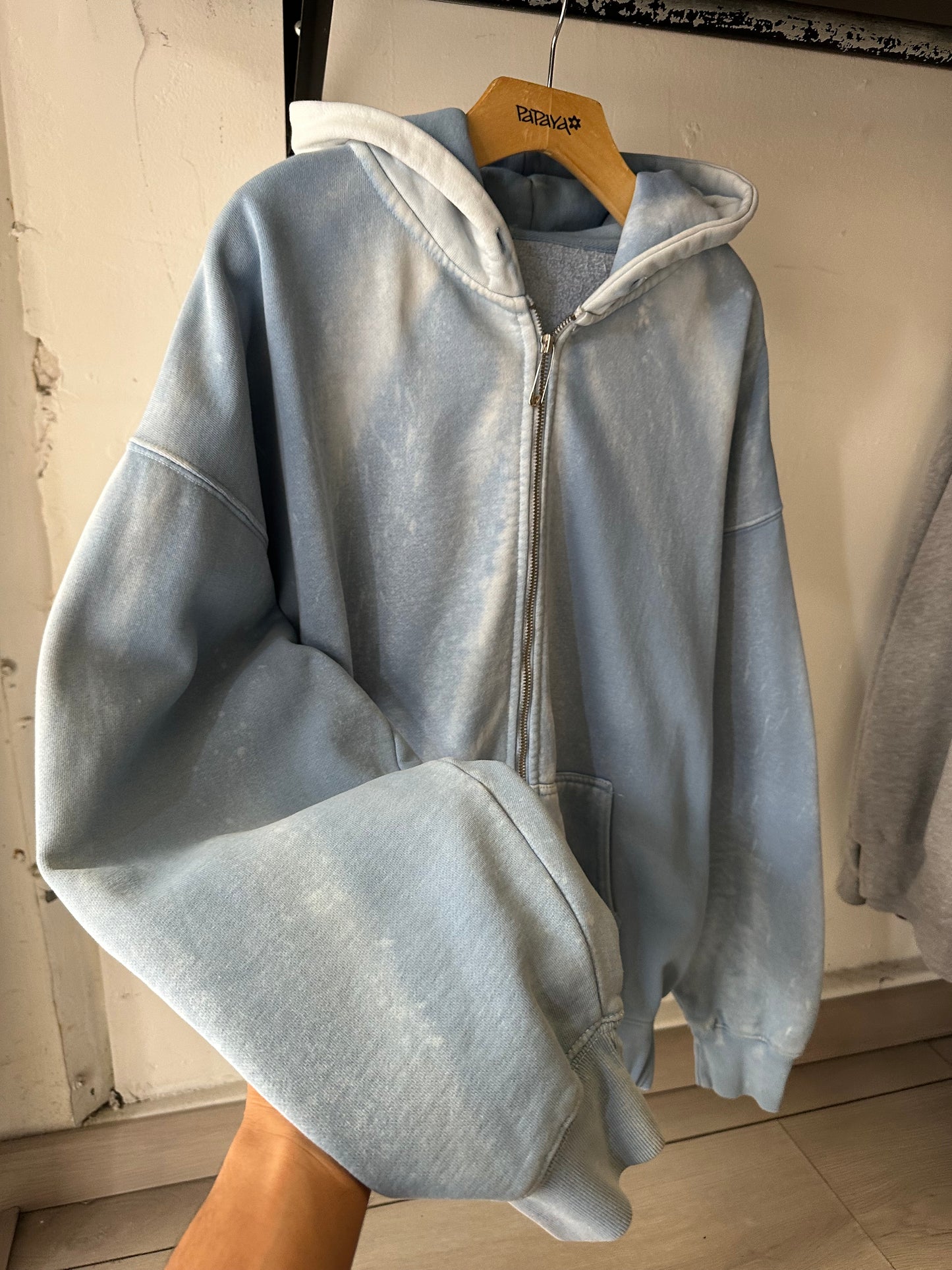 Custom Sunfaded Aqua Blue Hoodie